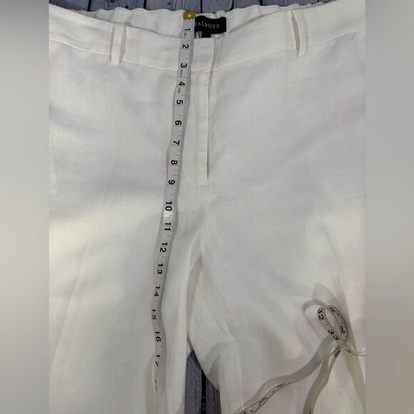 Talbots Classic White Linen Lined Coastal Beach Party Straight Leg Pants 16 - Picture 9 of 11